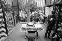 Hungary, Zoo, Budapest XIV., Sebeők János természetvédő, író, a Voks Humana Mozgalom alapító­jának, tiltakozó megmozdulása az élővilág pusztítása ellen., 1989, Szigetváry Zsolt, Budapest, Fortepan #152180