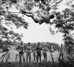 1969, MHSZ, bathing suit, rope climbing, Fortepan #15239