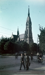 Magyarország, Budapest X., Szent László tér, Szent László-templom., 1941, Miklós Lajos, színes, Lechner Ödön-terv, Budapest, Fortepan #153349