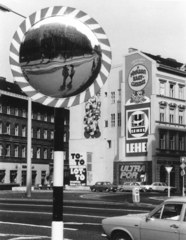 Magyarország, Budapest VIII., Kálvin tér, Baross utca - Üllői út közötti tűzfal., 1977, Giltán Tivadar, reklám, tükör, tűzfal, Budapest, lottó, totó, Fortepan #153445