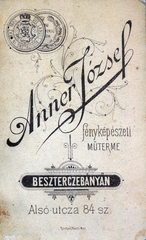 Szlovákia, Besztercebánya, Alsó utca 84., Anner József fényképészeti műterme., 1902, Karsai György, műterem, fényképész, hátlap, Fortepan #153842