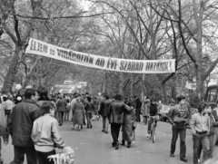 Hungary, Budapest XIV., Városligeti körút., 1985, MHSZ, 1st of May parade, Budapest, Fortepan #15404