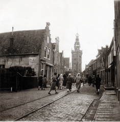 Hollandia, Monnickendam, Kerkstraat a Városháza tornya felé nézve., 1931, Szesztay család, Fortepan #154205