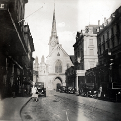 Svájc, Zürich, Poststrasse, a Fraumünster (Asszonyok katedrálisa) felé nézve., 1931, Szesztay család, Fortepan #154229