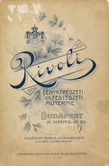 Magyarország, Budapest VII., Rákóczi (Kerepesi) út 30., Rivoli fényképészeti és festészeti műterme., 1906, Kiss Zsuzsi, műterem, fényképész, hátlap, Budapest, Fortepan #155459