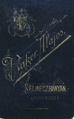 Szlovákia, Selmecbánya, Baker Alajos fényképész., 1910, Kachelmann Róbert, fényképész, hátlap, Fortepan #155482