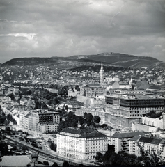 Hungary, Budapest I.,Budapest II., a budai Vár és a Rózsadomb látképe a Gellért-hegy felől, előtérben balra az Attila út., 1963, Magyar Nemzeti Galéria/Adattári Gyűjtemény, Budapest, Fortepan #155819