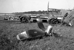 Hungary, B-24H Liberator USA bombázógép roncsa Nagyberki mellett. 
A légvédelem rongálta meg 1944. július 7-én., 1944, Erky-Nagy Tibor, american brand, bombing, airplane, second World War, wreck, Consolidated-brand, Fortepan #15594