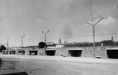 Hungary, Budapest I.,Budapest XII., Alkotás utca, szemben a Déli pályaudvar, háttérben a budai Várban lévő Mária Magdolna-templom tornya látszik., 1962, Racsmány Dömötör, Budapest, Fortepan #155966