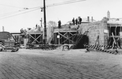 Hungary, Budapest I., Alkotás utca, a Déli pályaudvar átépítése. Háttérben a budai Várban lévő Mária Magdolna templom tornya látszik., 1962, Racsmány Dömötör, Budapest, Fortepan #155972