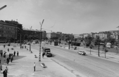 Hungary, Budapest I., kilátás az átépített Déli pályaudvarról, Krisztina körút és a Vérmező, jobbra a háttérben az Attila út házai., 1962, Racsmány Dömötör, Budapest, Fortepan #156002