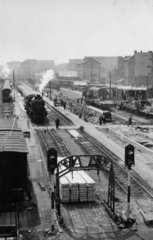 Hungary, Budapest I., Déli pályaudvar az átépítése idején a Márvány utca irányába nézve., 1962, Racsmány Dömötör, Budapest, rail signal, Fortepan #156030