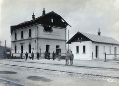 Ukraine,Zakarpattia Oblast, Szokoliki, vasútállomás., 1915, Glatz Ödön, First World War, war damage, train station, Fortepan #156450