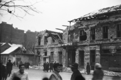 Hungary, Budapest IX., Üllői út, szemben kissé balra a Viola utca torkolata., 1956, Pesti Srác3, Budapest, revolution, damaged building, Fortepan #157807