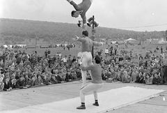 Hungary, Budaörs, Farkashegyi katlan., 1965, MHSZ, tent, audience, speaker, feat, Fortepan #15796