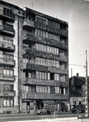 Magyarország, Budapest I., szemben a Krisztina körút 69. számú ház., 1955, Preisich család, Budapest, bérház, teherautó, Édességbolt, Framo-márka, Fortepan #157990