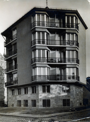 Magyarország, Budapest II., Csalogány utca 4/d, a Gyorskocsi utca sarkán., 1938, Preisich család, Budapest, sarokház, erkély, modern építészet, Fortepan #157994