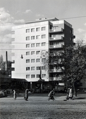 Magyarország, Budapest XII., Magyar Jakobinusok tere, szemben a Kék Golyó utca 1. számú ház, jobbra a Városmajor utca torkolata., 1962, Preisich család, Budapest, modern építészet, Preisich Gábor-terv, Fortepan #158018