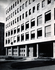 Hungary, Budapest VI., Dózsa György út 84., a MÉMOSZ (Magyarországi Építőipari Munkások Országos Szövetsége) székháza., 1952, Preisich család, Budapest, public building, modern architecture, Gábor Preisich-design, Fortepan #158075