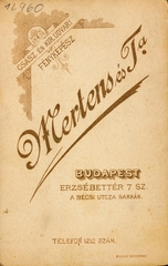 Magyarország, Budapest V., Erzsébet tér 7., Mertens és Társa fényképészek., 1900, Latin, műterem, fényképész, hátlap, Budapest, Fortepan #158126