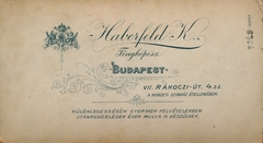 Hungary, Budapest VII., Rákóczi út 4., Haberfeld Károly fényképész., 1905, Latin, studio, photographer, verso, Budapest, Fortepan #158131