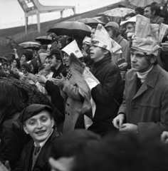 Magyarország, Népstadion, Budapest XIV., 1972, Urbán Tamás, sport, esernyő, szurkoló, sapka, rajongás, taps, Budapest, papírcsákó, Best of, Fortepan #15862