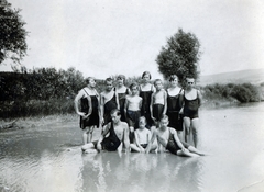 1923, Ungvári György, tableau, bathing suit, shore, Fortepan #159130