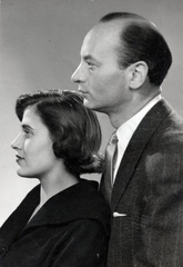 1952, Lugosi Szilvia, jacket, woman, tie, couple, man, face profile, Fortepan #159602