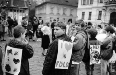 Magyarország, Óbuda, Budapest III., Fő tér, 1990. április 22., az első magyar Föld napja eseményeinek résztvevői., 1990, Székely Tamás, Budapest, Fortepan #159630