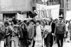 Magyarország, Budapest II., Margit körút (Mártírok útja) a Tölgyfa utca torkolatánál. 1990. április 22., az első magyar Föld napja eseményeinek résztvevői., 1990, Székely Tamás, Budapest, Fortepan #159634