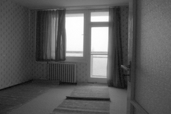 1985, Kováts Lajos, curtain, balcony, interior, radiator, Fortepan #15995