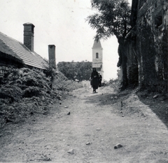 Magyarország,Balaton, Paloznak, Fő utca, katolikus templom., 1938, Boda Balázs, földút, Fortepan #160450