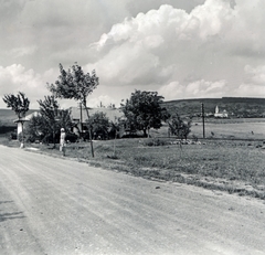 Magyarország,Balaton, Paloznak, a község látképe a 71-es főútról, a vasúti őrháztól., 1938, Boda Balázs, látkép, Fortepan #160453