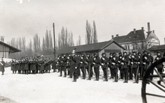 Magyarország, Sopron, Baross út, Déli pályaudvar., 1931, Boda Balázs, katonaság, kard, fúvószenekar, Fortepan #160750