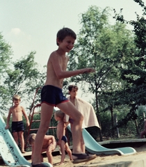 1975, Kiskos Vajk, colorful, playground slide, Fortepan #16082