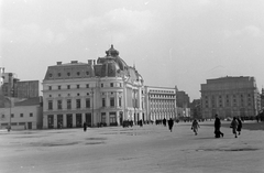 Romania, Bucharest, Piața George Enescu, szemben a Központi Egyetemi Könyvtár., 1958, Szent-tamási Mihály, library, Fortepan #16104