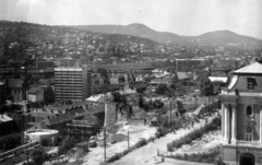 Magyarország, budai Vár, Budapest I., kilátás a Budavári Palota (korábban Királyi Palota)-ból, középen a Déli pályaudvar., 1974, Földvári Mihály, Budapest, Fortepan #161192