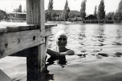 1940, Szalai Veronika, swimming, swimming cap, pier, Fortepan #161279