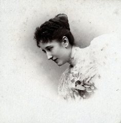 1905, Korbuly család, lady, studio, portrait, bun, lace, slanted, Fortepan #161527