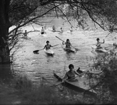 Magyarország, Óbuda, Budapest III., Óbudai Duna-ág, kajakosok a K-híd közelében., 1967, MHSZ, sport, kajak, Budapest, Fortepan #16187