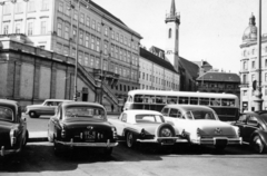 Ausztria, Bécs, Albertinaplatz a Lobkowitzplatz felé nézve, balra az Albert-palota., 1959, Gara Andor, Mercedes-márka, Volkswagen Bogár, Ford Thunderbird, Fortepan #162731