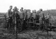 1917, Wein Sarolta, First World War, uniform, tableau, men, prisoner of war, wire obstacle, fence, soldier, Soviet soldier, Fortepan #16321