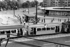 Magyarország, Budapest XI., Móricz Zsigmond körtér, szemben a Fehérvári út torkolata., 1960, Pölöskei Péter, villamos, gomba, Lágymányos, Budapest, Fortepan #163360