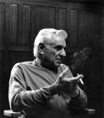 Leonard Bernstein amerikai zeneszerző, karmester, zongoraművész., 1982, Bakos László, híres ember, Fortepan #163386