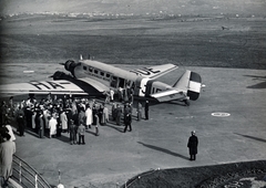 Hungary, Budaörs Airport, Budapest XI., az első menetrendszerű repülőgép indulása Erdélybe 1940. szeptember 27-én., 1940, Fadgyas Bence, airplane, Junkers-brand, Budapest, Fortepan #163884