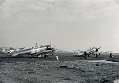 Hungary, Budaörs Airport, Budapest XI., a Magyar Királyi Honvéd Légierő Heinkel He 70 típusú repülőgépei., 1938, Fadgyas Bence, airplane, Royal Hungarian Air Force, Heinkel-brand, Budapest, Fortepan #163923