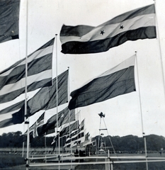 Hollandia, Vogelenzang, 5. Nemzetközi Cserkész Világtalálkozó (Jamboree)., 1937, Baráth Géza, zászló, Fortepan #164397