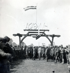 Hollandia, Vogelenzang, 5. Nemzetközi Cserkész Világtalálkozó (Jamboree), a magyar tábor kapuja., 1937, Baráth Géza, Fortepan #164413