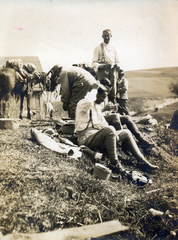 1915, Fedák István, relaxation, rider, pistol holster, spur, suspenders, First World War, Fortepan #164558