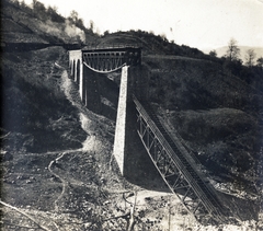 Ukrajna,Kárpátalja, Scserbin, (Csorbadomb), Uzsoki-völgy, a felrobbantott vasúti híd., 1915, Fedák István, vasúti híd, első világháború, Fortepan #164572